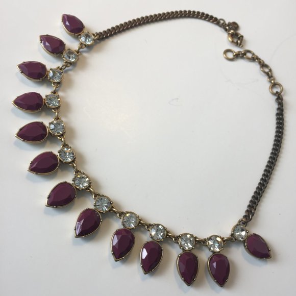 💎🏆💜JCREW Goldtone/Purple Statement Necklace💜🏆 - Picture 3 of 4